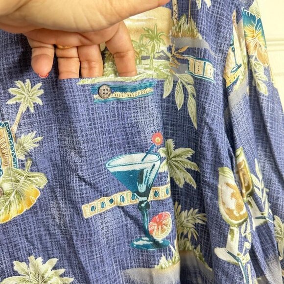 Windham Pointe Men's Hawaiian Shirt Short Sleeve Blue Green Palm Tree Size Large - Picture 4 of 8